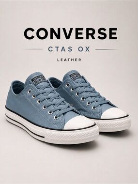 Converse CTAS OX Leather Low-Top Sneakers - Dusty Blue- unisex